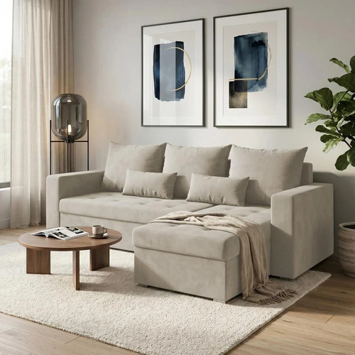 Beige ecksofa form - ecksofa, l-form