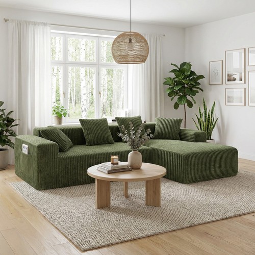 Corduroy ecksofa sofa - corduroy, eckcouch